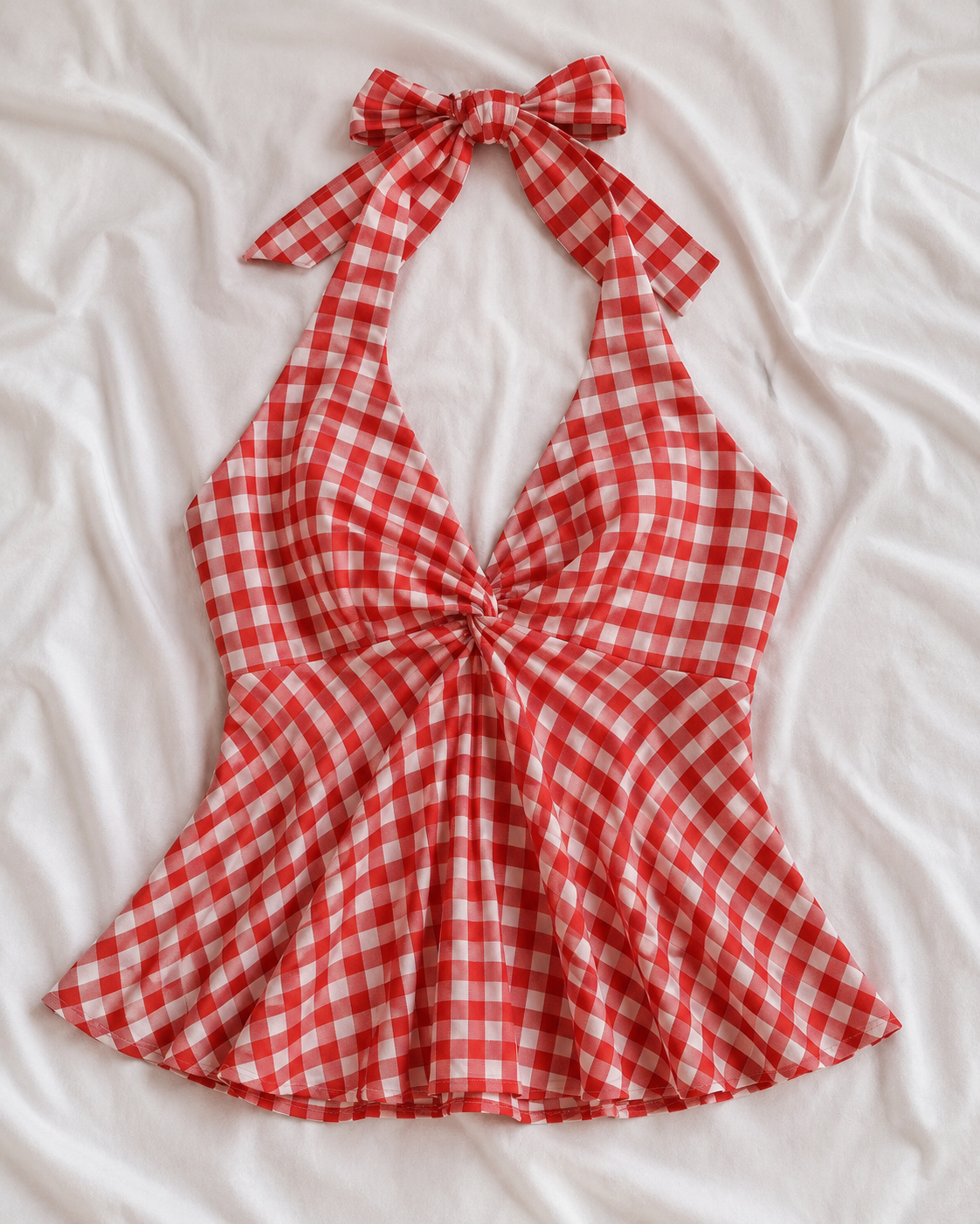 Y2K Red Gingham Halter Top